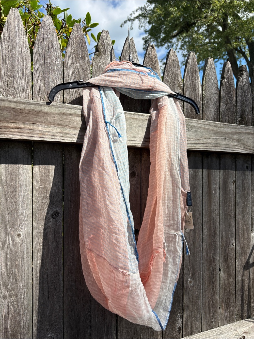 American Eagle peach & blue cotton infinity scarf! NWT!!